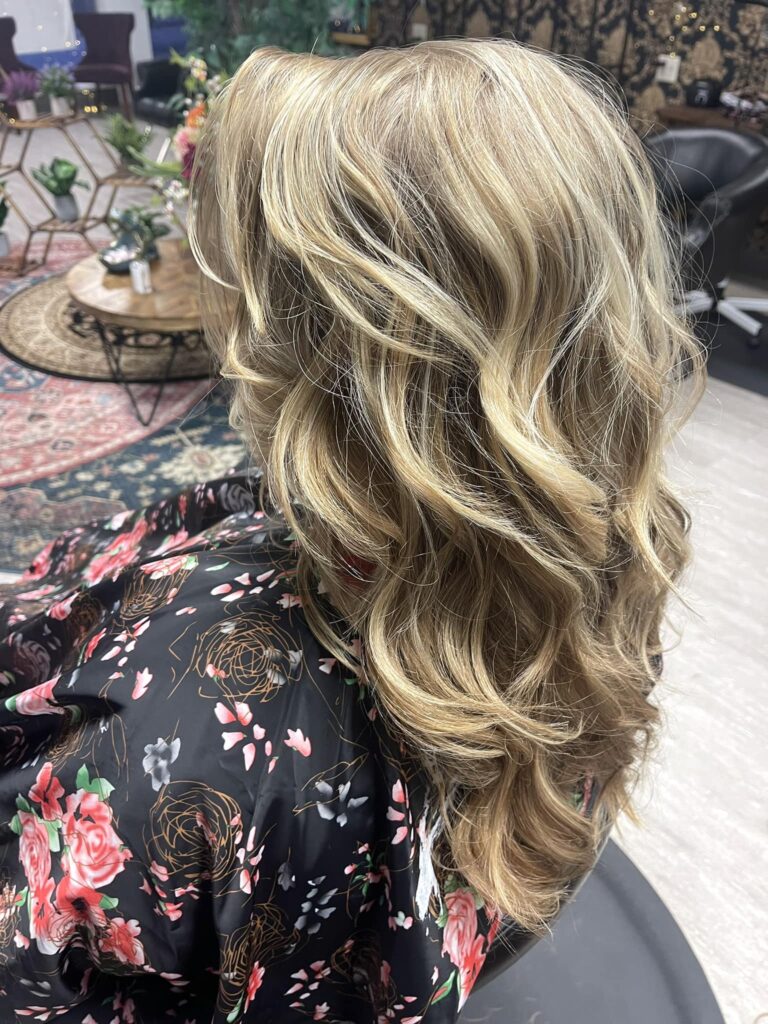 Balayage with blended highlights and natural dimension